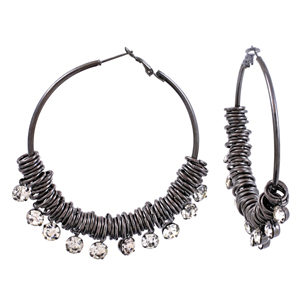 EA711: Black Rodium Crystal Hoops