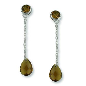 EA482C: Coffee Teardrop CZ Earrings