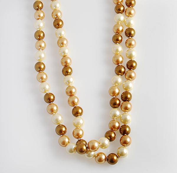 NA186: Single Strand Coffee & Cream Glass Pearl Necklace