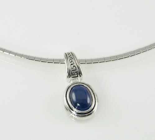 NA196: Blue Moonstone Pendant on Omega Chain