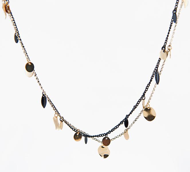 NA246: Gold and Black Multi Strand Necklace