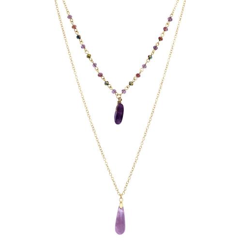 NA310: Double Strand Amethyst Necklace