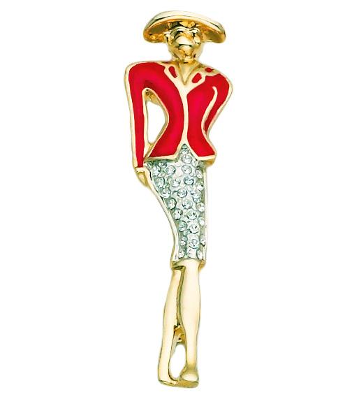 PA122: Lady in Red Jacket Pin