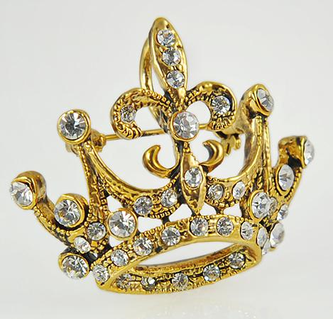 PA542: Regal Austrian Crystal Crown Pin