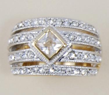 RA100: 2-Tone CZ Pave Set Ring