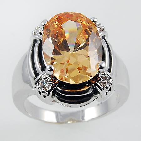 RA108: Topaz / Amber Oval Ring