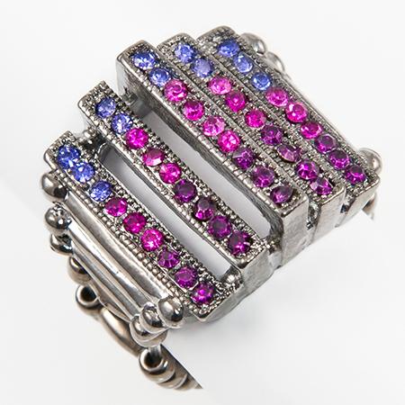 RA122: Amethyst and Fuschisa Stretch Ring