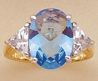 RA25B: Blue Oval CZ Ring