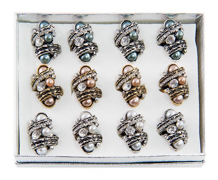 RA164: Assorted Adjustable Pearl Rings