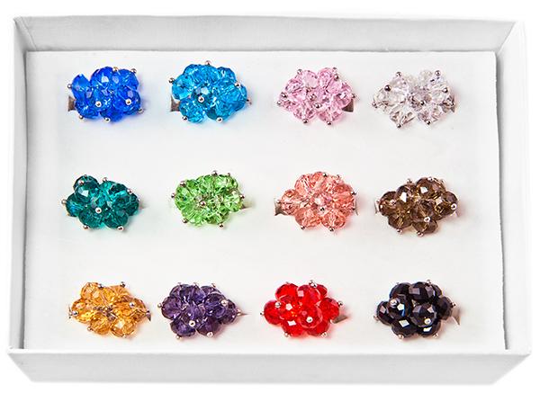 RA200: Crystal Adjustable Rings (Dozen Count)