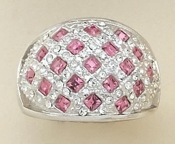 RA74P: Basket Weave Pink CZ Ring