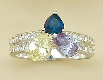 RA76: Tri-Colored CZ Ring