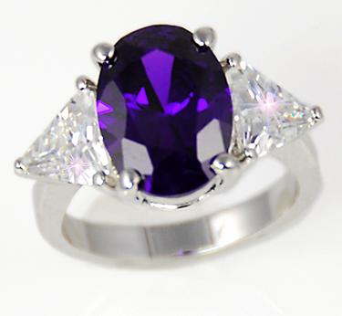 RA90: Deep Purple CZ & Silver Ring