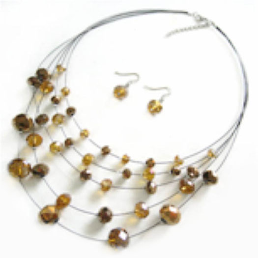 SN307: Multi Strand Topaz Necklace 