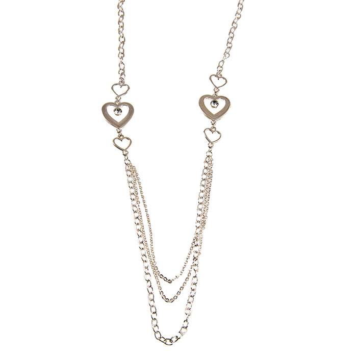 SN316: Silver Heart Necklace and Earrings