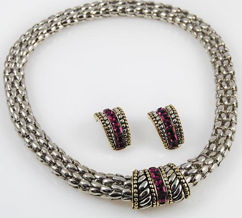 SNT132: Yurmanesque Amethyst Necklace & Earrings Set
