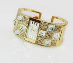 WA91:Crystal Bangle Watch Silver/Gold
